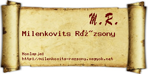 Milenkovits Rázsony névjegykártya